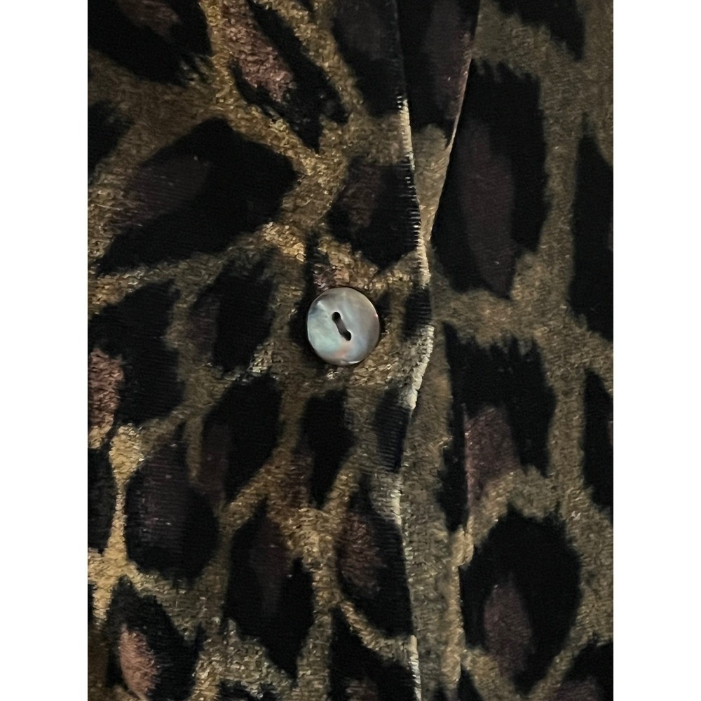 Vtg Denim & Co Leopard Print Velvet Button Down Shirt Brown Black Animal Print L - Picture 6 of 9